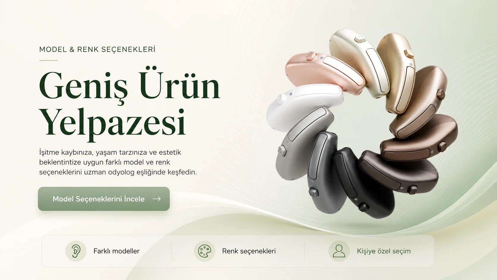 Widex Moment işitme cihazlarının farklı model ve renk seçenekleri — kişiye özel geniş ürün yelpazesi